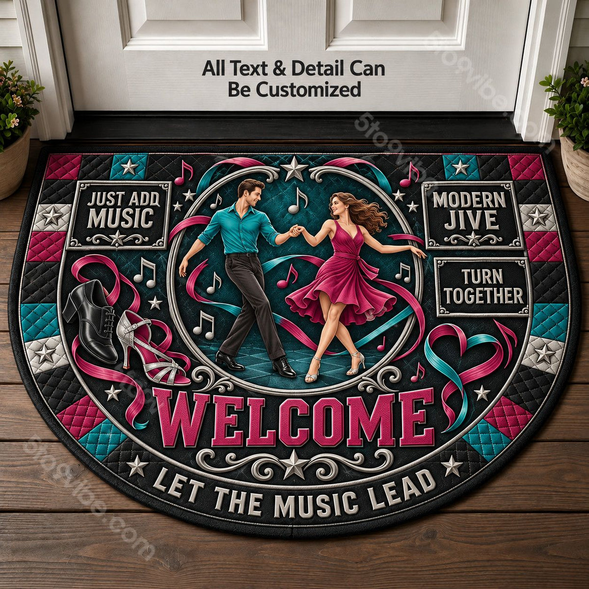 Modern Jive Personalized Half Round Mat | 5To9Vibe