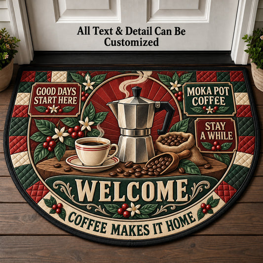 Moka Pot Coffee Personalized Half Round Mat | 5To9Vibe