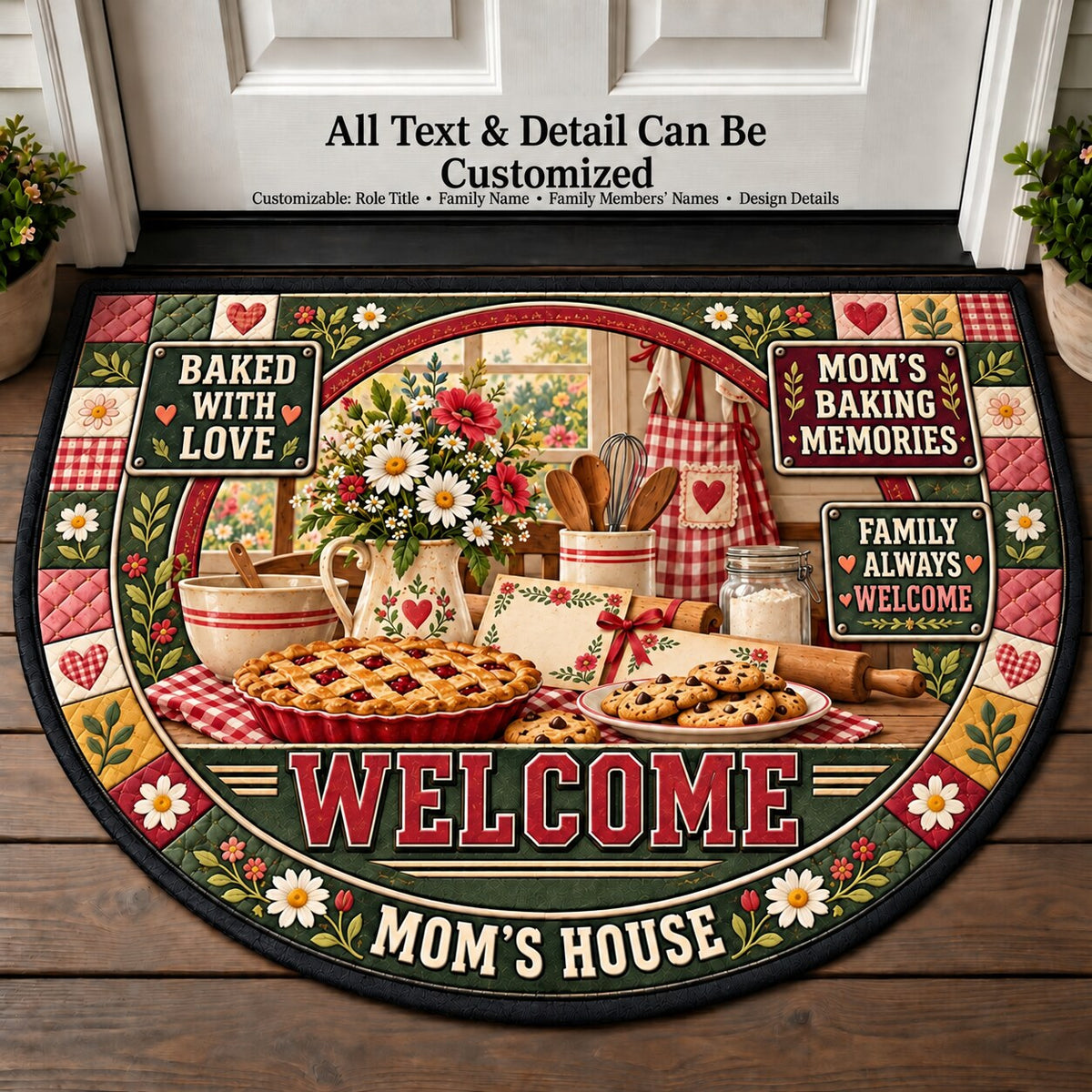 Mom's Baking Memories Personalized Half Round Mat | 5To9Vibe