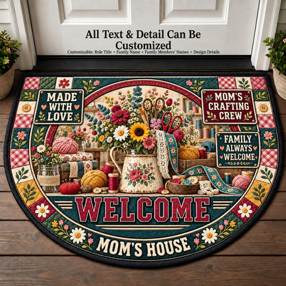 Mom's Crafting Crew Personalized Half Round Mat | 5To9Vibe