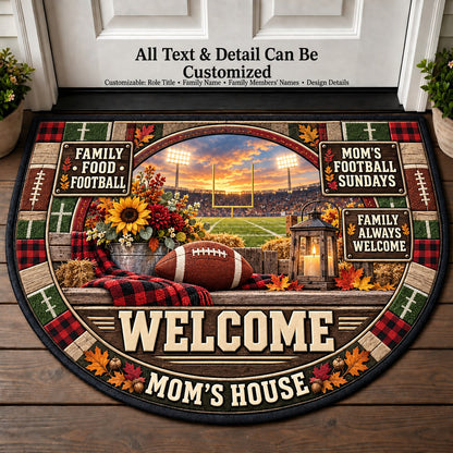Mom's Football Sundays Personalized Half Round Mat | 5To9Vibe