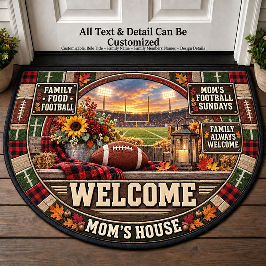 Mom's Football Sundays Personalized Half Round Mat | 5To9Vibe