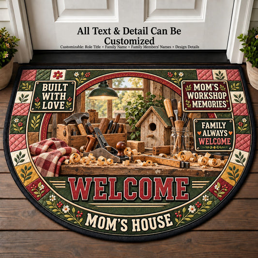 Mom's Workshop Memories Personalized Half Round Mat | 5To9Vibe