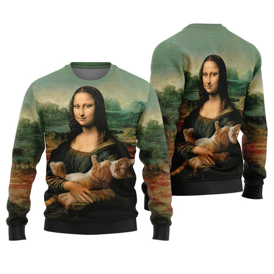 Mona Lisa Cat Ugly Christmas Sweater