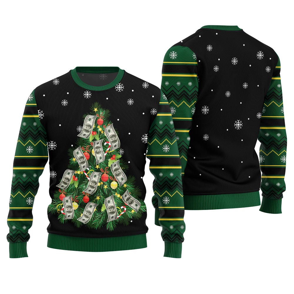 Money Christmas Tree Ugly Christmas Sweater