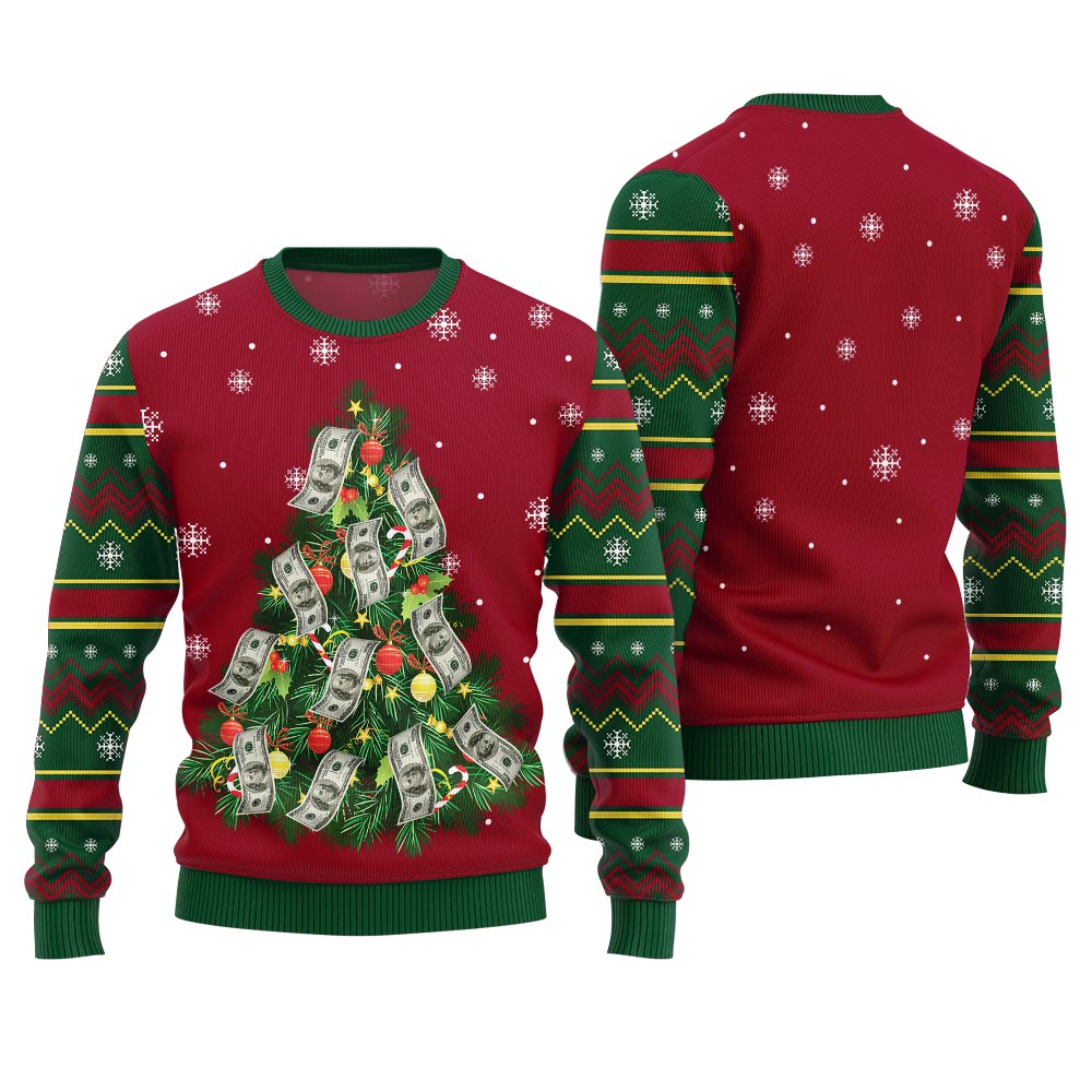Money Christmas Tree Ugly Christmas Sweater