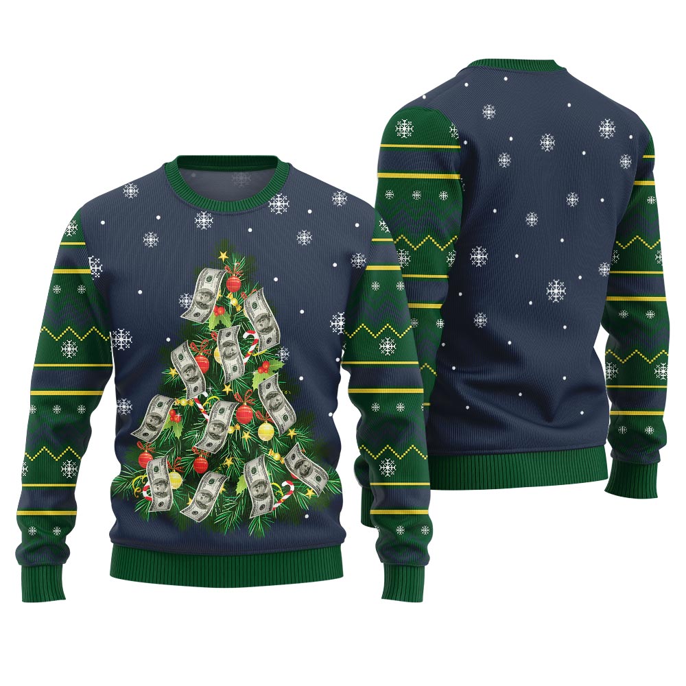 Money Christmas Tree Ugly Christmas Sweater