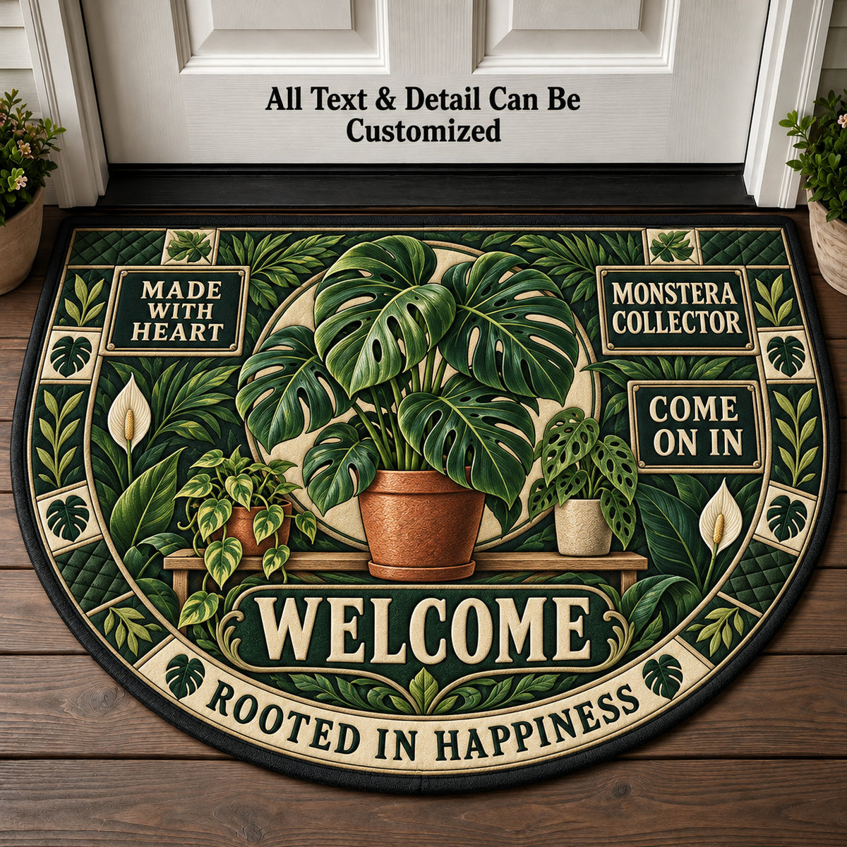 Monstera Collector Personalized Half Round Mat | 5To9Vibe