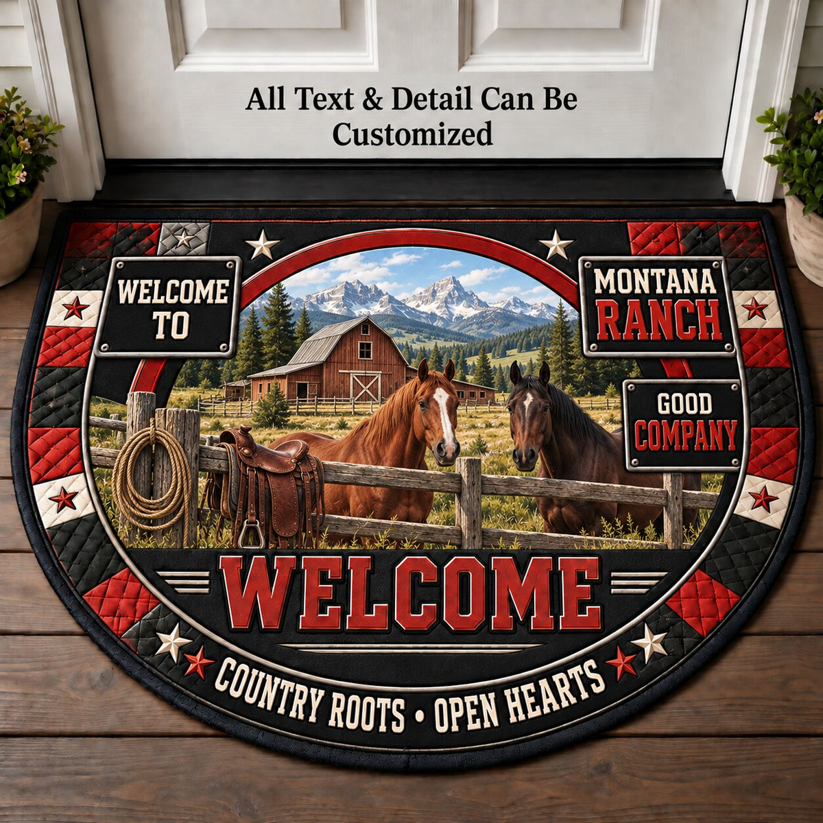 Montana Ranch Personalized Half Round Mat | 5To9Vibe