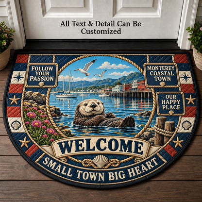 Monterey Coastal Town Personalized Half Round Mat | 5To9Vibe