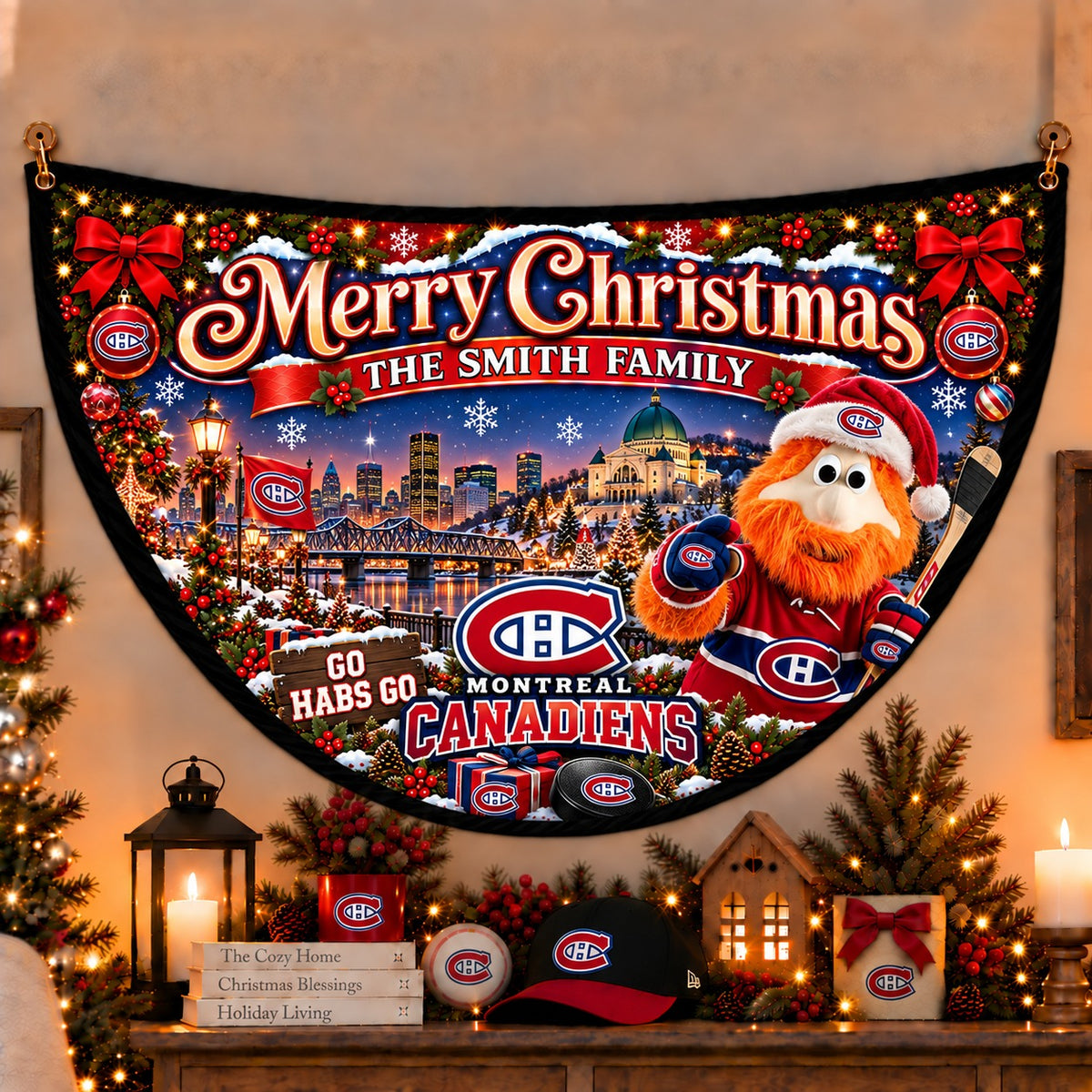 All Hockey Teams Personalized Christmas Night Bunting Flag - 5to9vibe