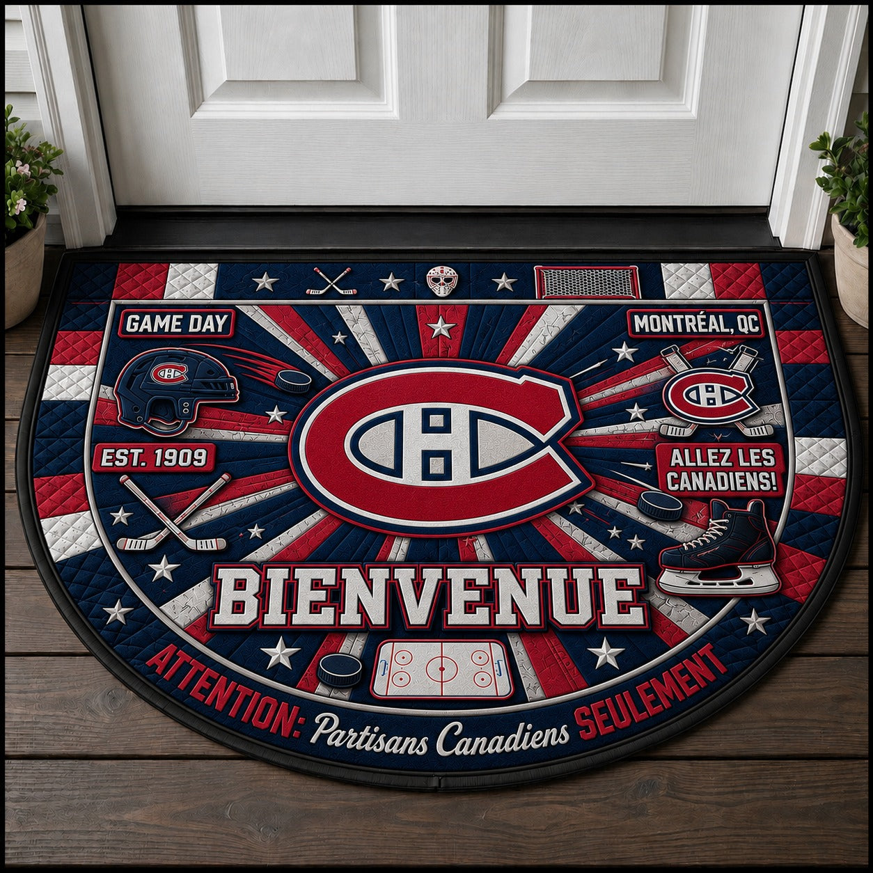 Hockey All Teams Custom Quilted Print Premium Welcome Mat – Personalized Baseball Doormat