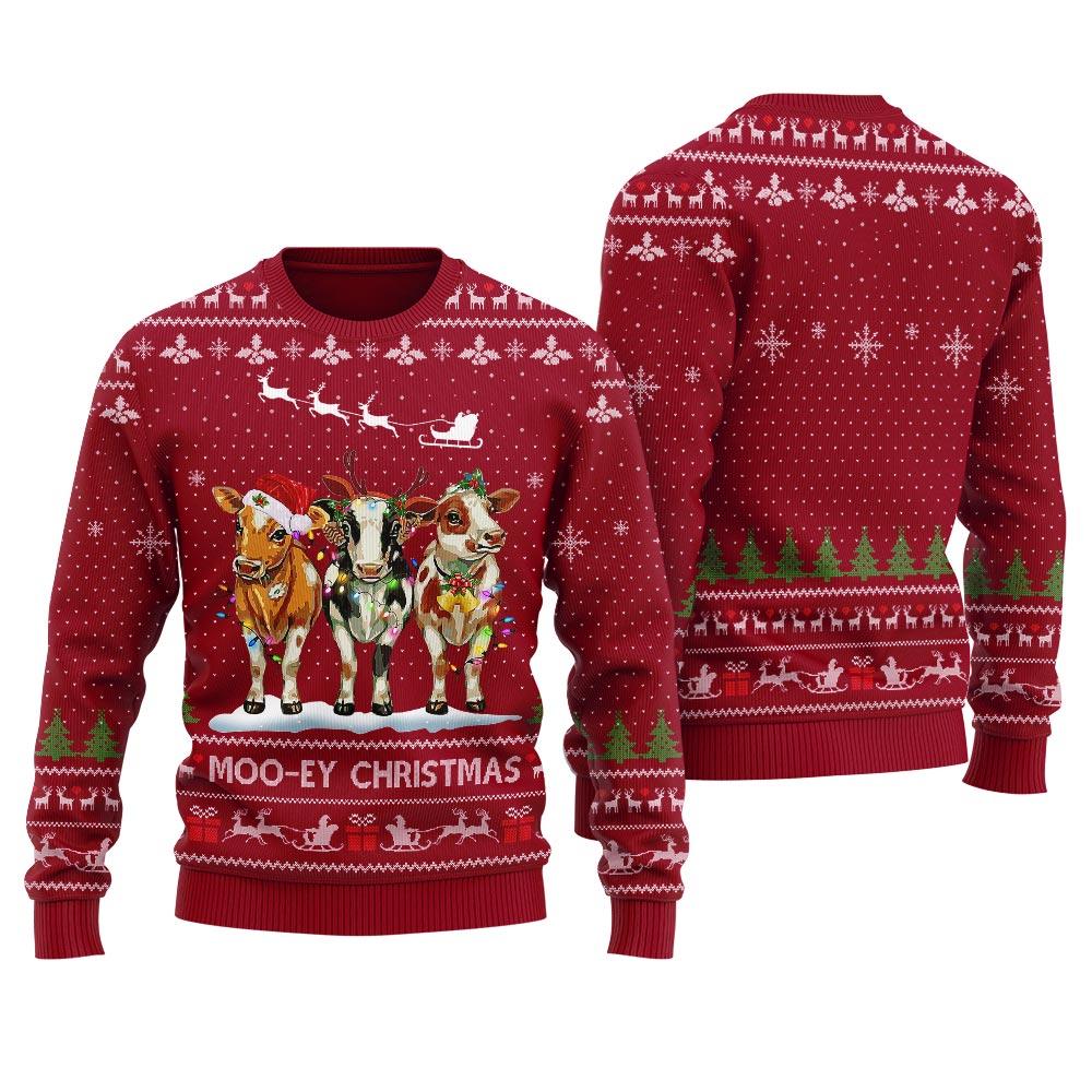 Mooey Christmas Cows Christmas Sweater Women