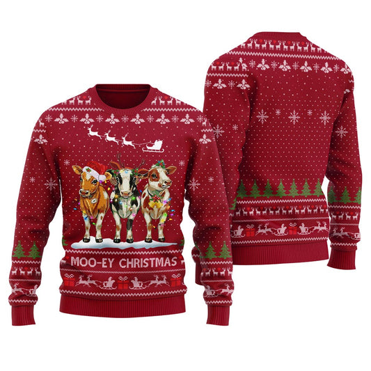Mooey Christmas Cows Christmas Sweater Women