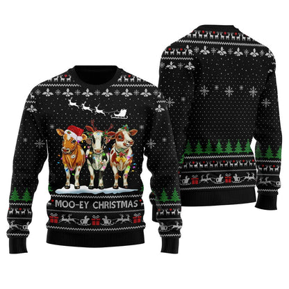 Mooey Christmas Cows Christmas Sweater Women