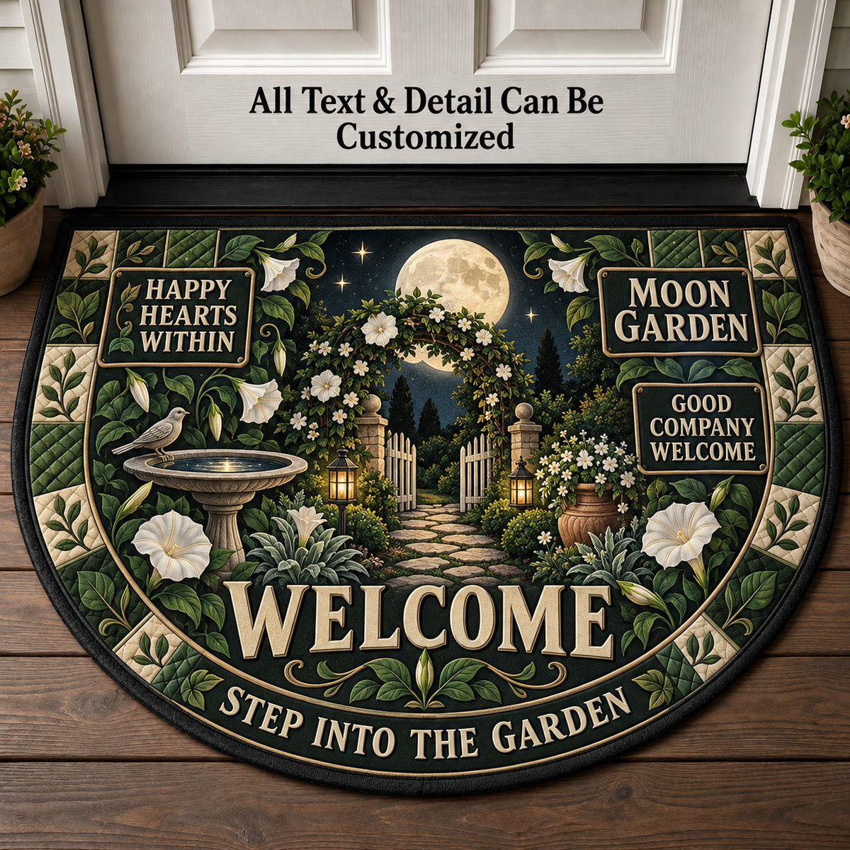 Moon Garden Personalized Half Round Mat | 5To9Vibe