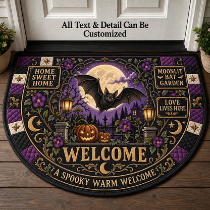 Moonlit Bat Garden Personalized Half Round Mat | 5To9Vibe