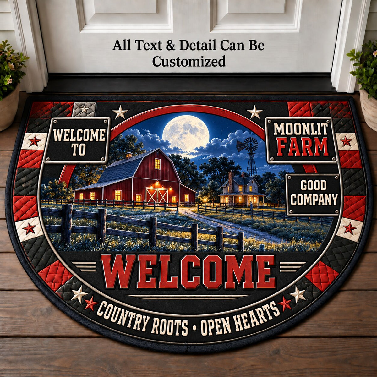 Moonlit Farm Personalized Half Round Mat | 5To9Vibe