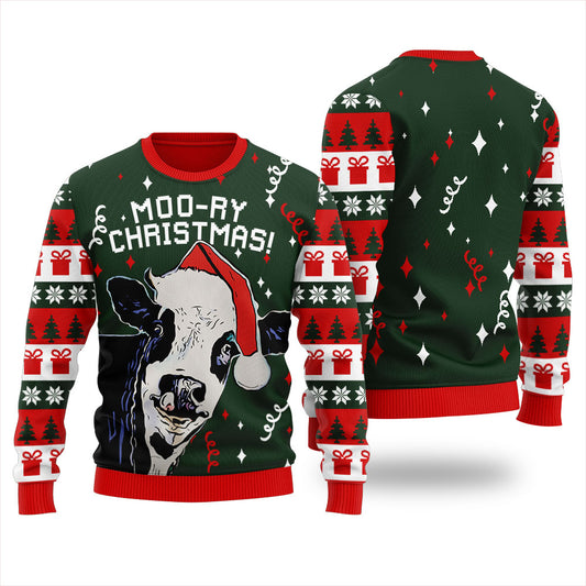 Moory Christmas Cow Funny Christmas Sweater
