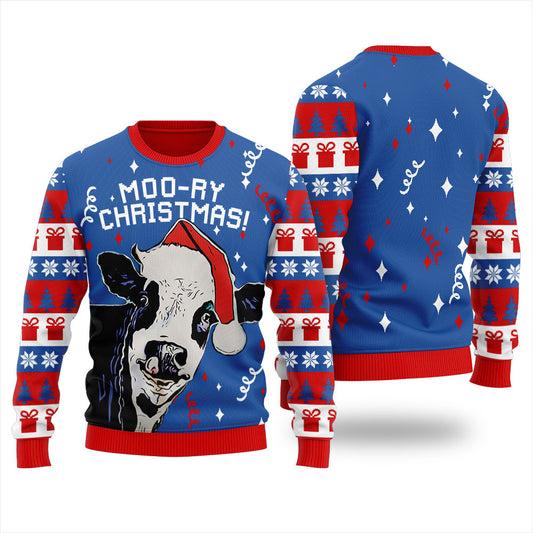 Moory Christmas Cow Mens Ugly Sweater