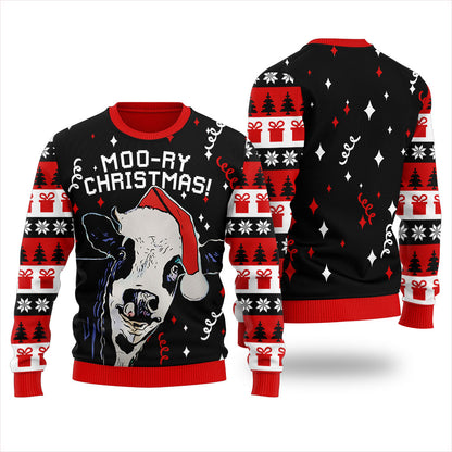 Moory Christmas Cow Mens Ugly Sweater