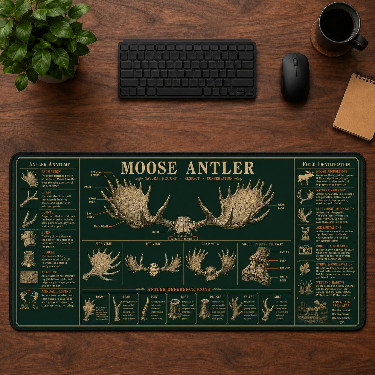 Moose Antler Desk Mat Mouse Pad | 5To9Vibe