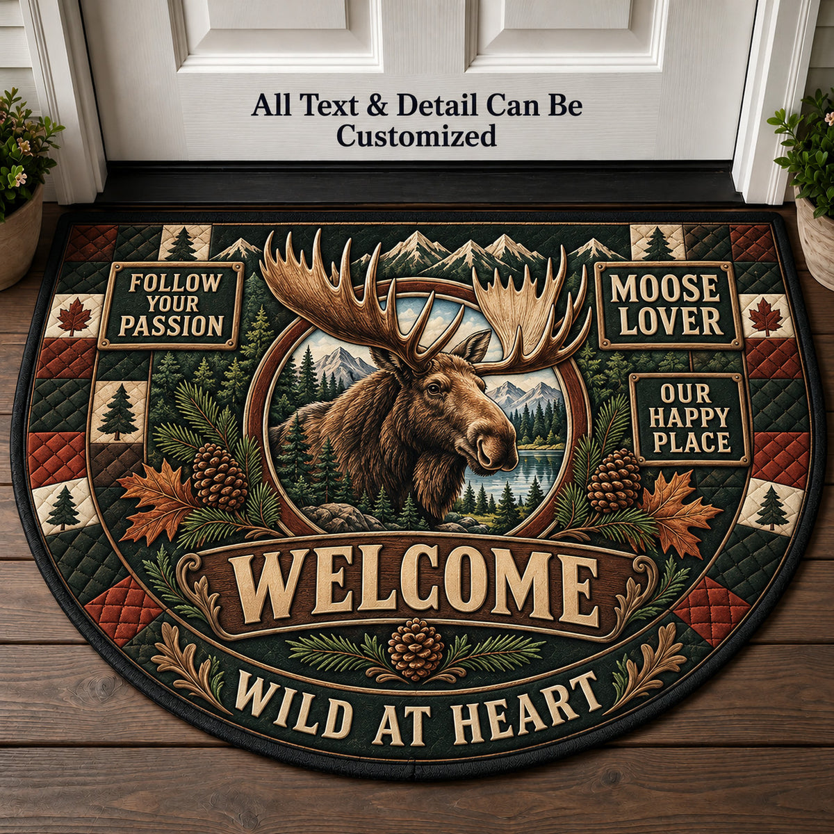 Moose Lover Personalized Half Round Mat | 5To9Vibe