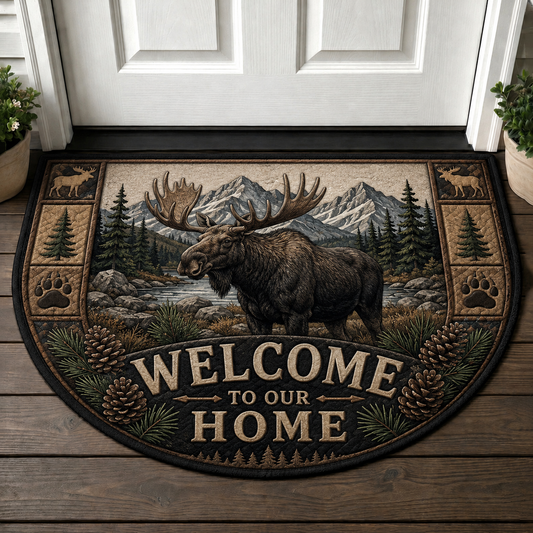 Moose Welcome Mat - Rustic Mountain Lake Wilderness Outdoor Doormat - 5to9vibe