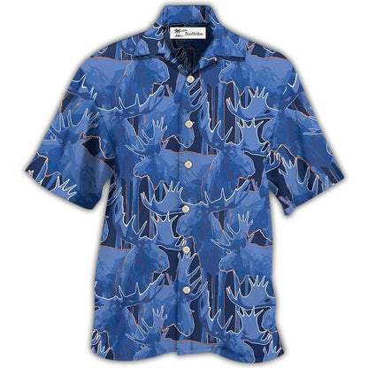 Hawaiian Shirt / Adults / S Moose Blue Beautiful Moose - Hawaiian Shirt 