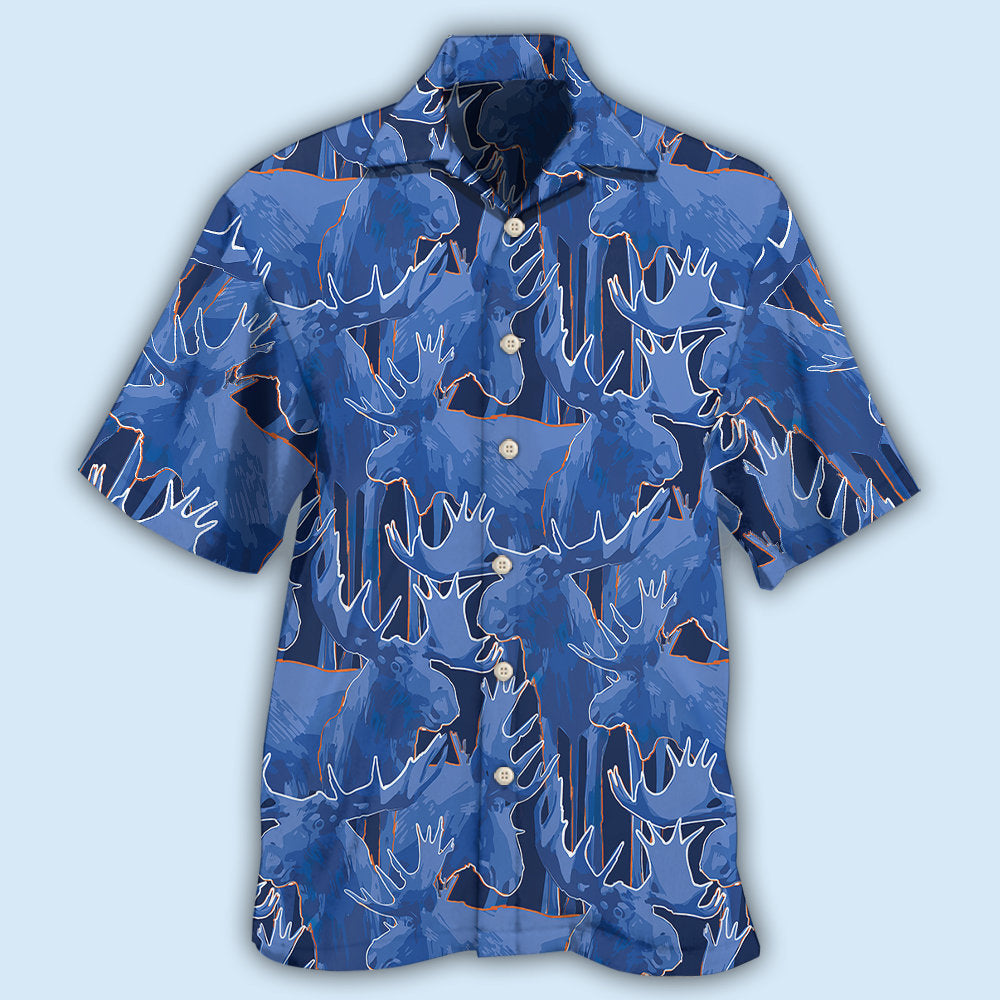 Moose Blue Beautiful Moose - Hawaiian Shirt 