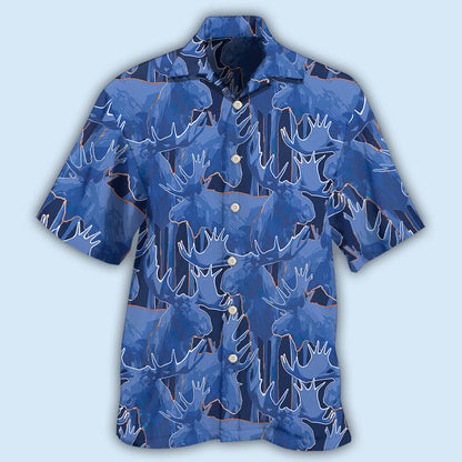 Moose Blue Beautiful Moose - Hawaiian Shirt 