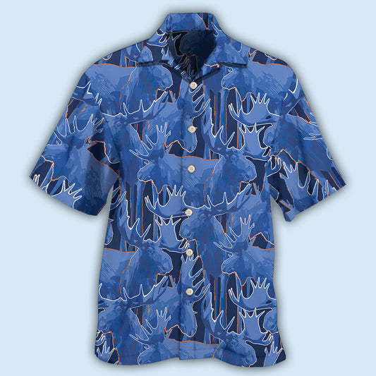 Moose Blue Beautiful Moose - Hawaiian Shirt 