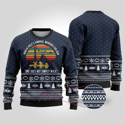 Mordor Fun Run LORT Christmas Sweater Navy
