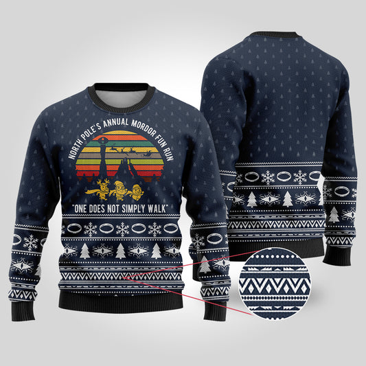 Mordor Fun Run LORT Christmas Sweater Navy