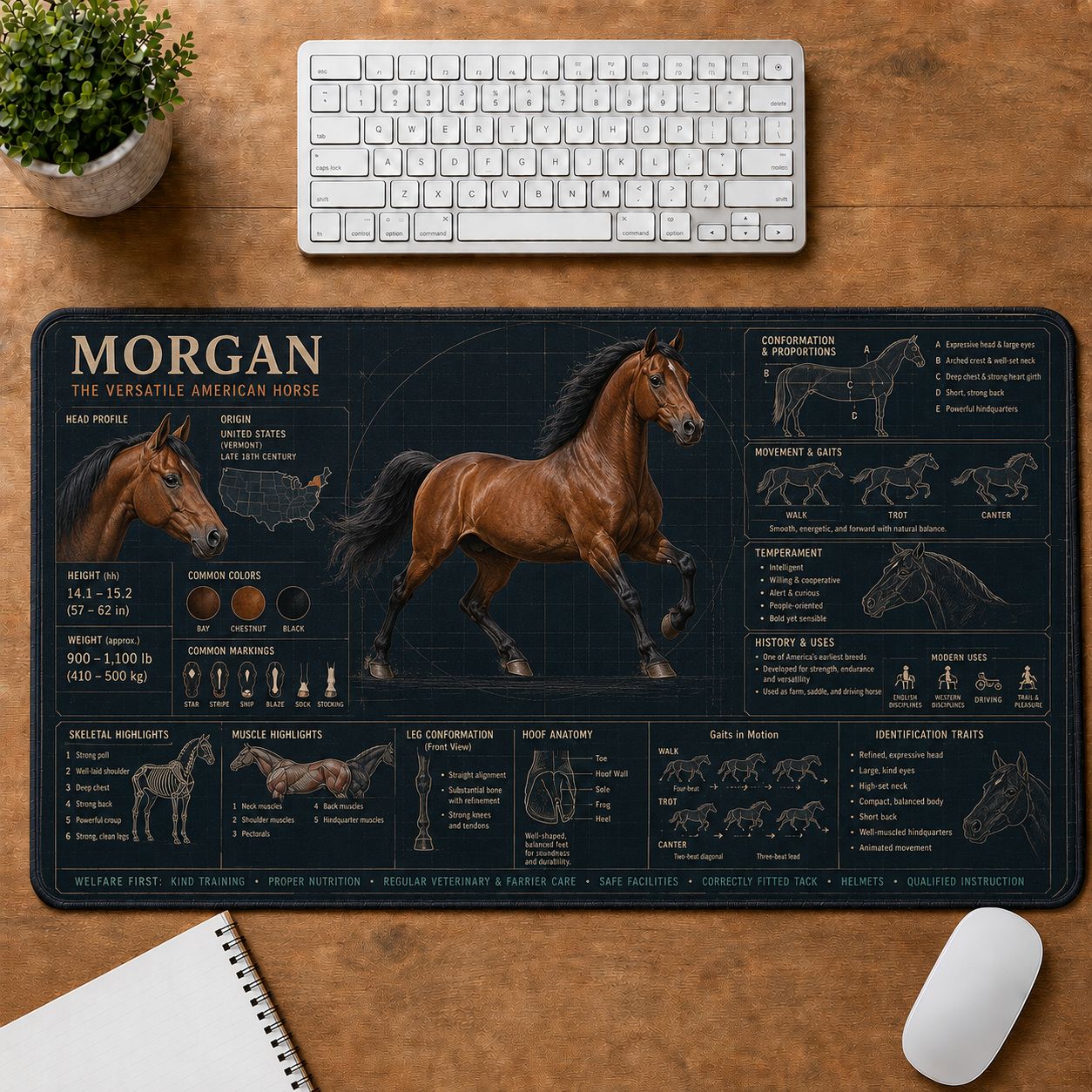 Morgan Horse Horse and Equestrian Visual Guide Desk Mat | 5To9Vibe