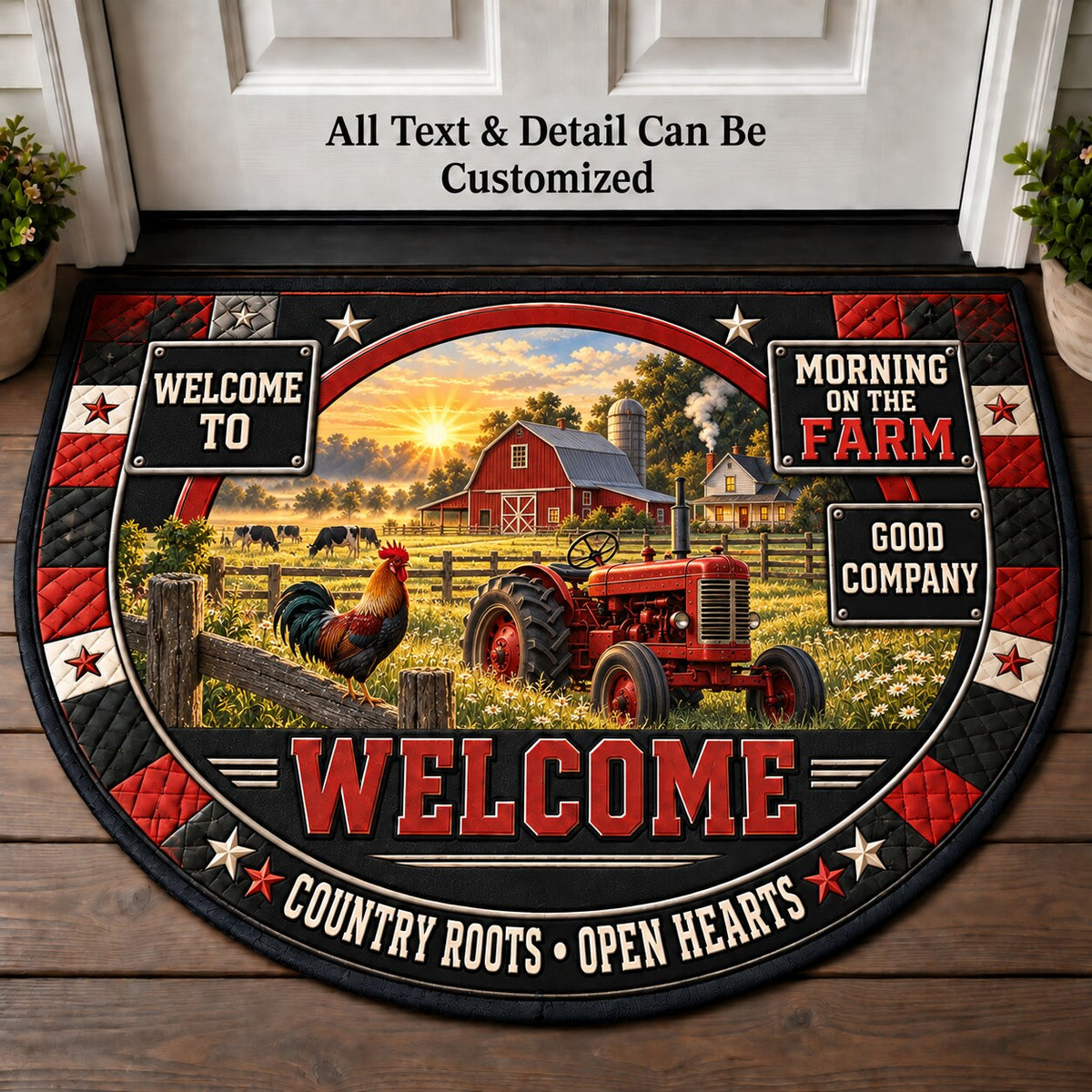 Morning on the Farm Personalized Half Round Mat | 5To9Vibe