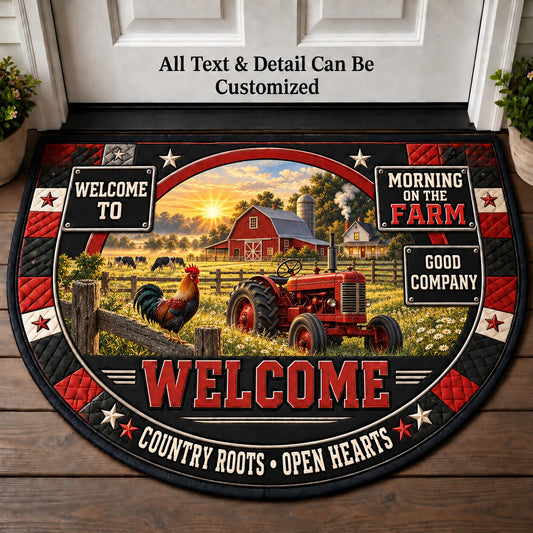 Morning on the Farm Personalized Half Round Mat | 5To9Vibe
