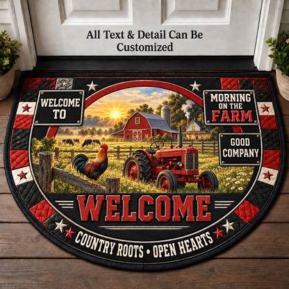 Morning on the Farm Personalized Half Round Mat | 5To9Vibe