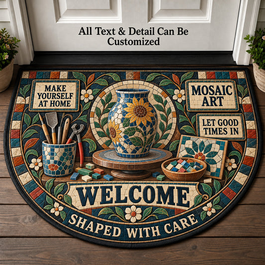 Mosaic Art Personalized Half Round Mat | 5To9Vibe