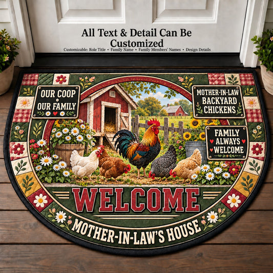Mother-in-Law's Backyard Chickens Personalized Half Round Mat | 5To9Vibe