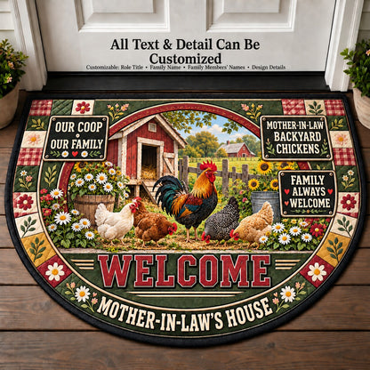 Mother-in-Law's Backyard Chickens Personalized Half Round Mat | 5To9Vibe