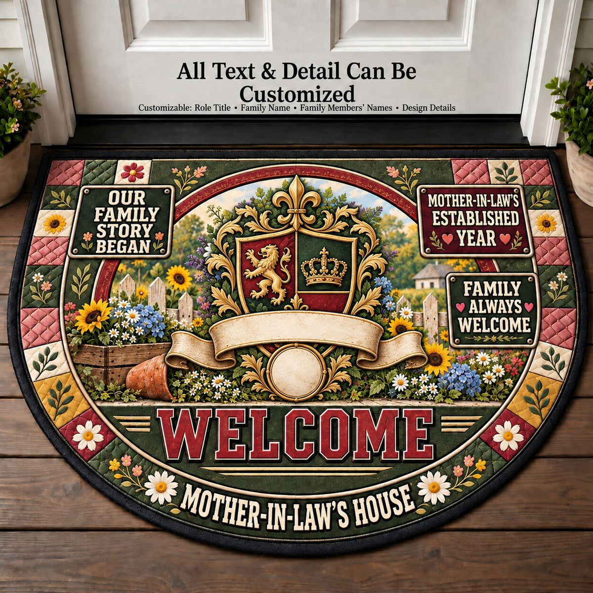 Mother-in-Law's Established Year Personalized Half Round Mat | 5To9Vibe