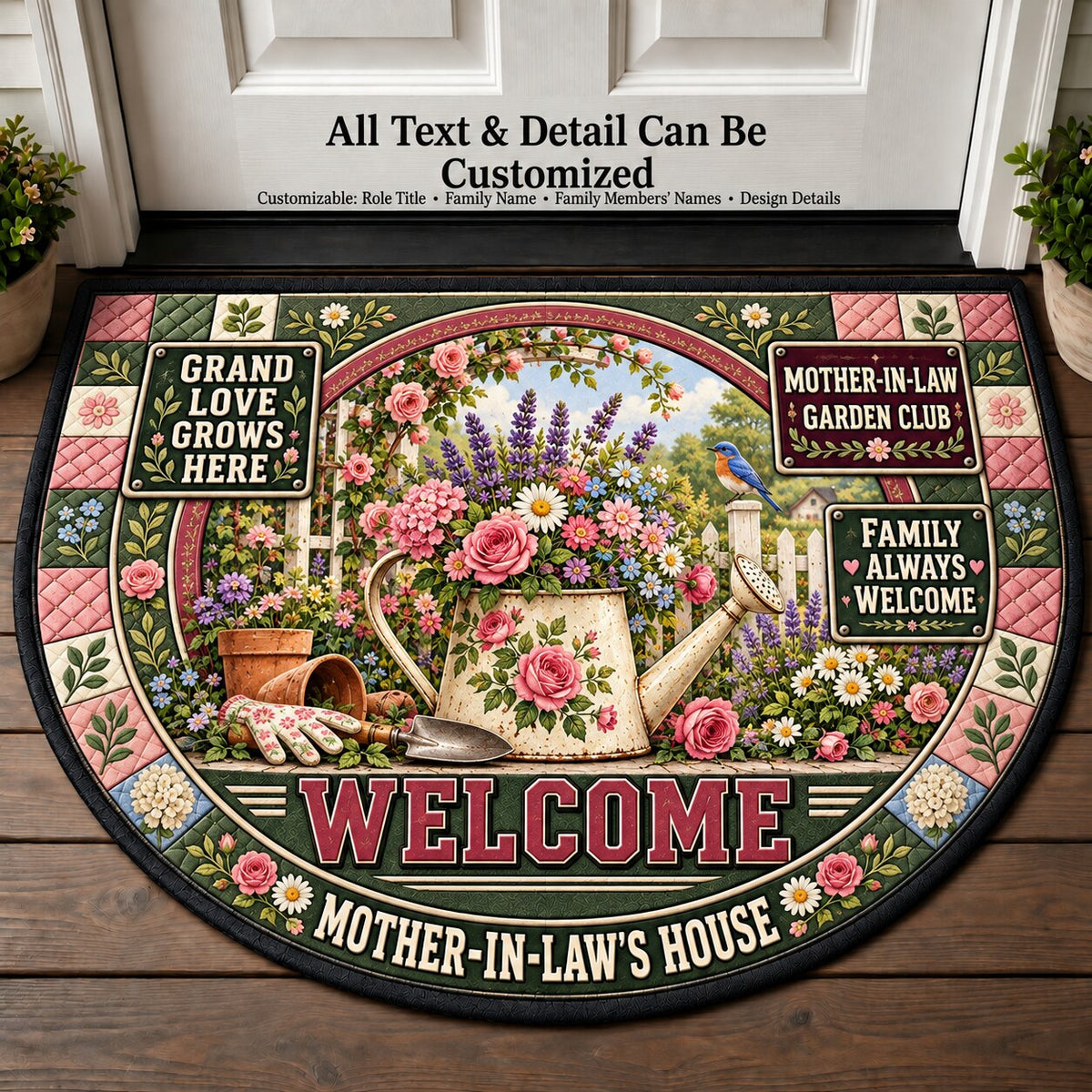 Mother-in-Law's Garden Club Personalized Half Round Mat | 5To9Vibe