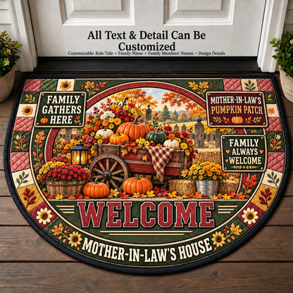 Mother-in-Law's Pumpkin Patch Personalized Half Round Mat | 5To9Vibe