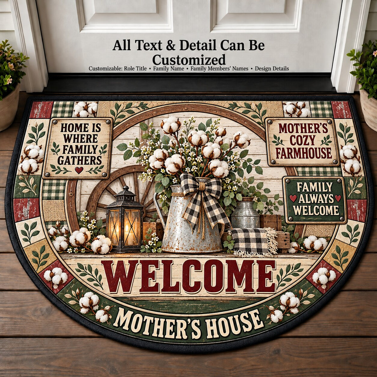 Mother's Cozy Farmhouse Personalized Half Round Mat | 5To9Vibe