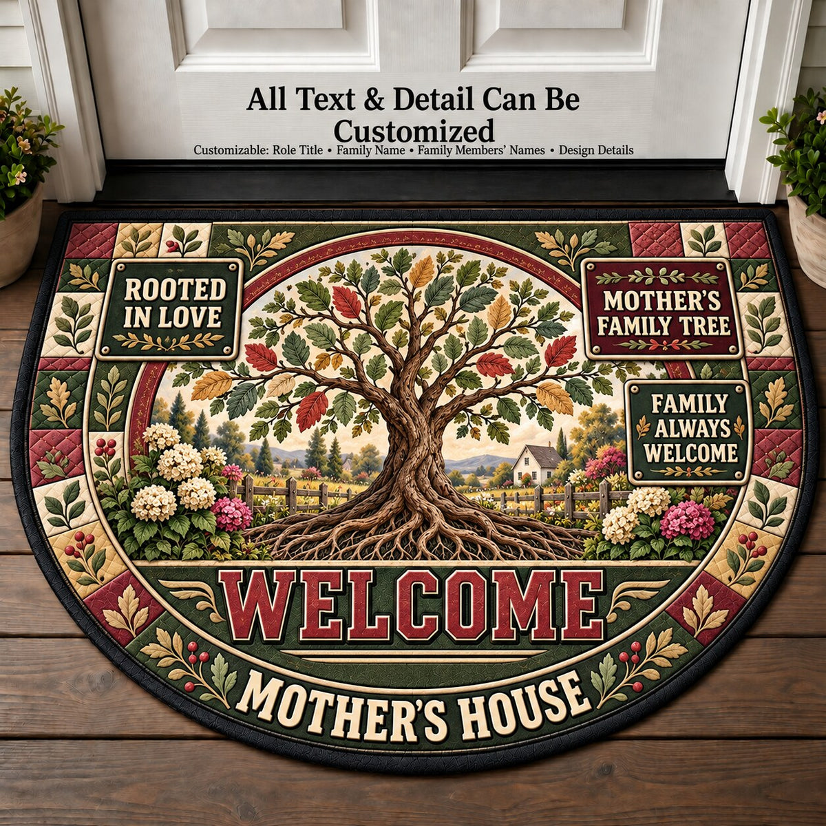 Mother's Family Tree Personalized Half Round Mat | 5To9Vibe
