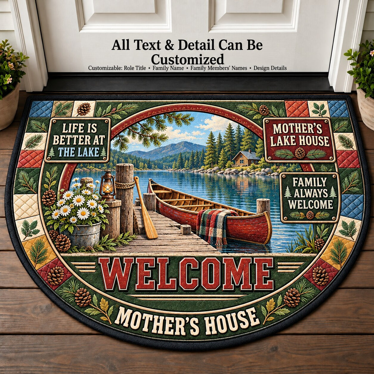 Mother's Lake House Personalized Half Round Mat | 5To9Vibe