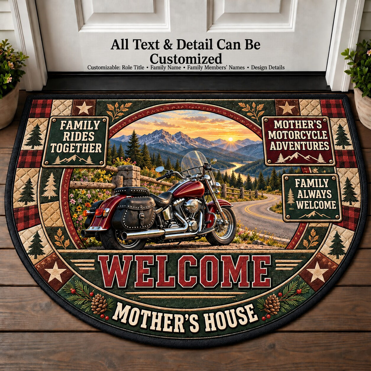 Mother's Motorcycle Adventures Personalized Half Round Mat | 5To9Vibe