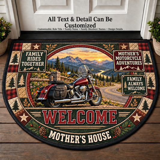 Mother's Motorcycle Adventures Personalized Half Round Mat | 5To9Vibe