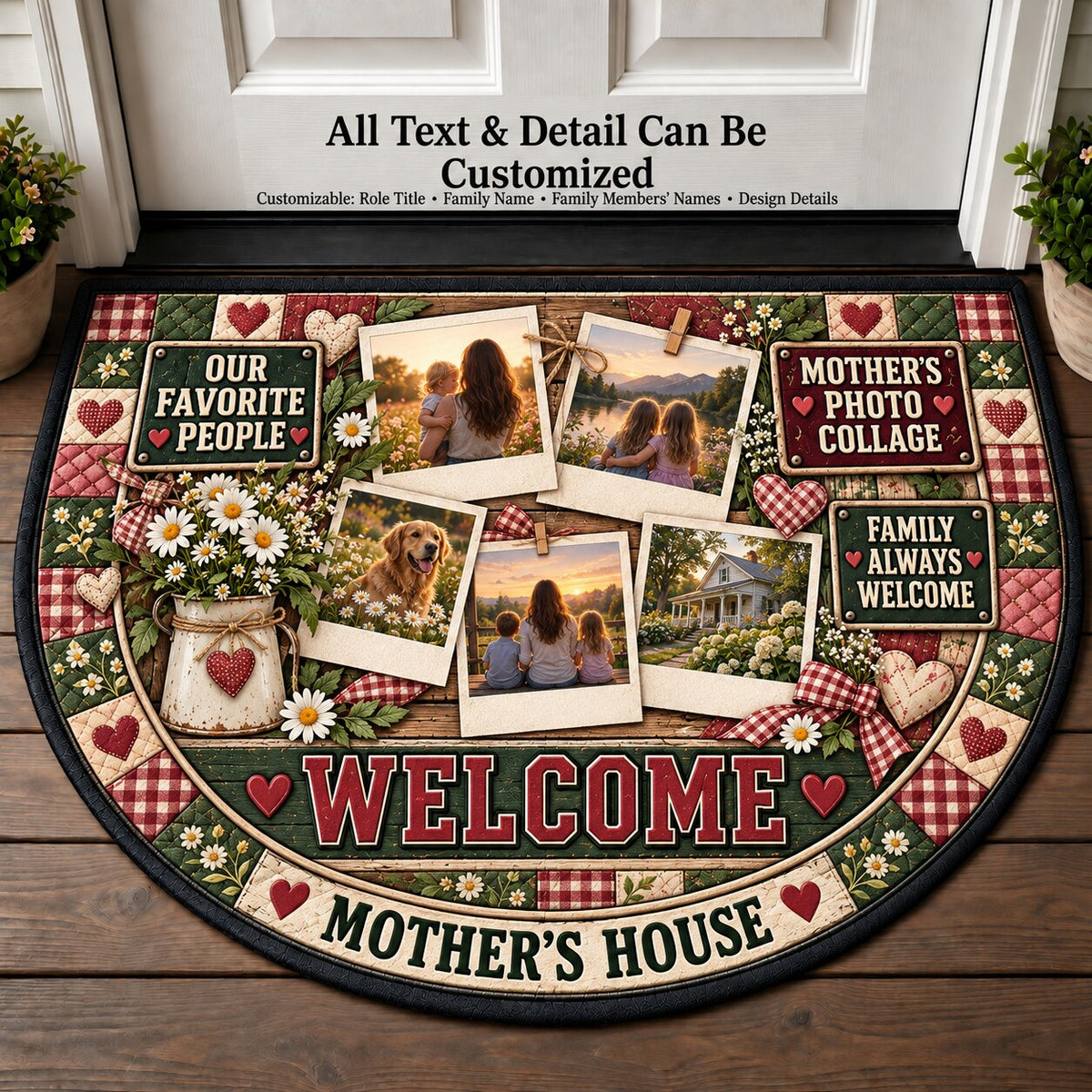 Mother's Photo Collage Personalized Half Round Mat | 5To9Vibe
